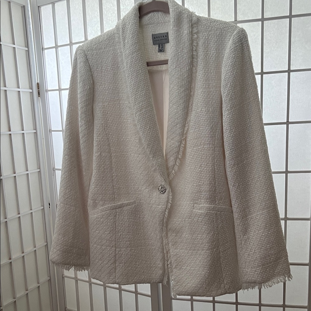 Susan Graver Women's Cream Textured Blazer